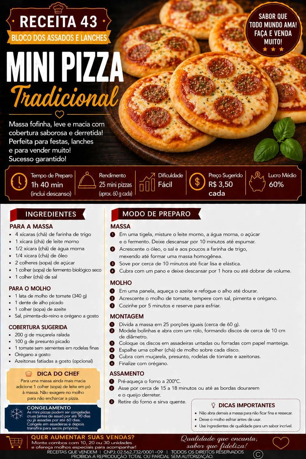 Mini pizza tradicional do e-book