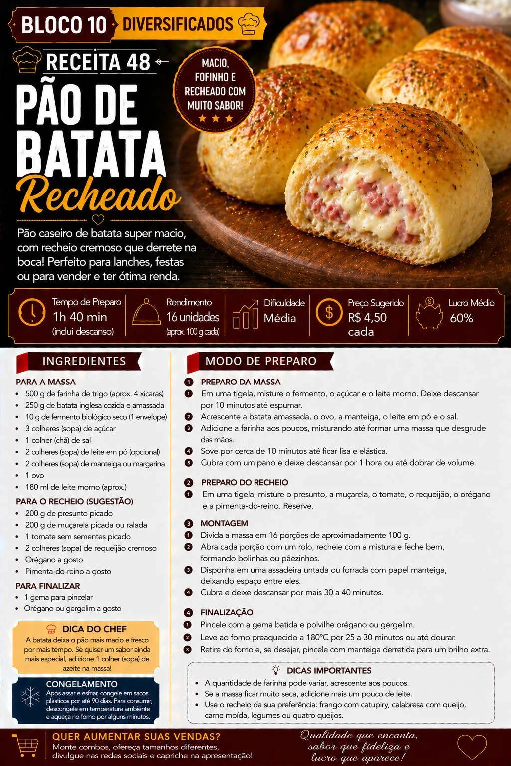 Pão de queijo recheado do e-book